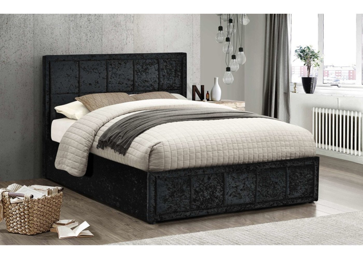 Hannover Ottoman Bed (Black Crush) 