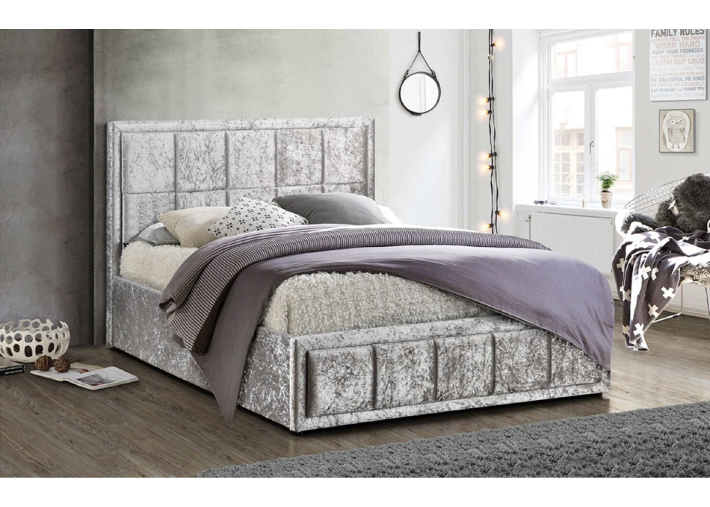 Hannover Ottoman Bed (Steel Crush) 