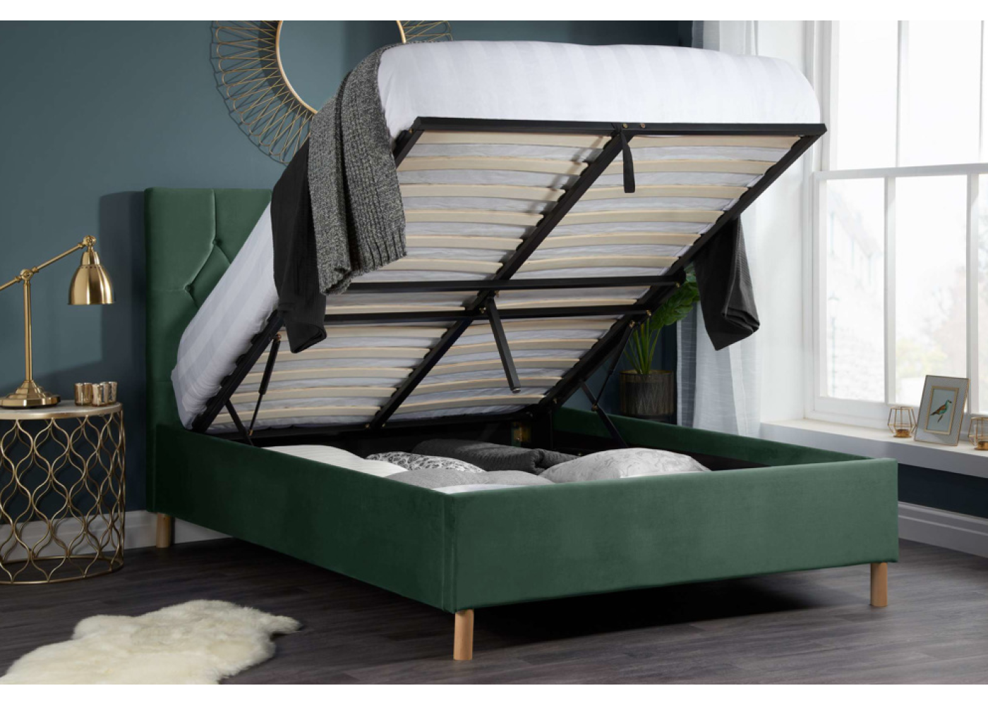 Loxley Ottoman Bed (Green)