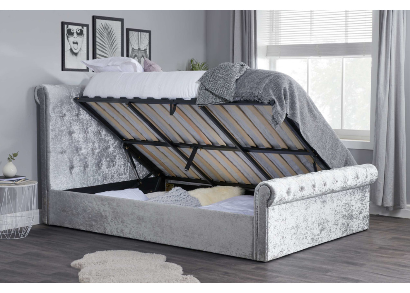 Sienna Side Ottoman Bed (Silver Crush) *Low Stock*
