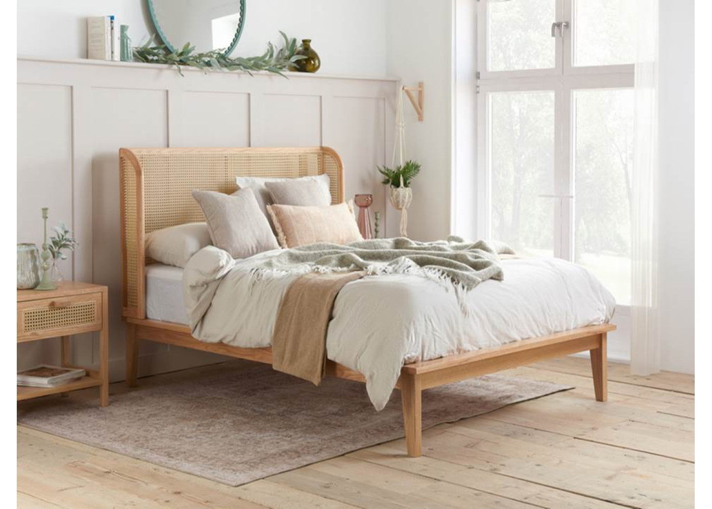 Astrid Rattan Bed Frame (Oak)