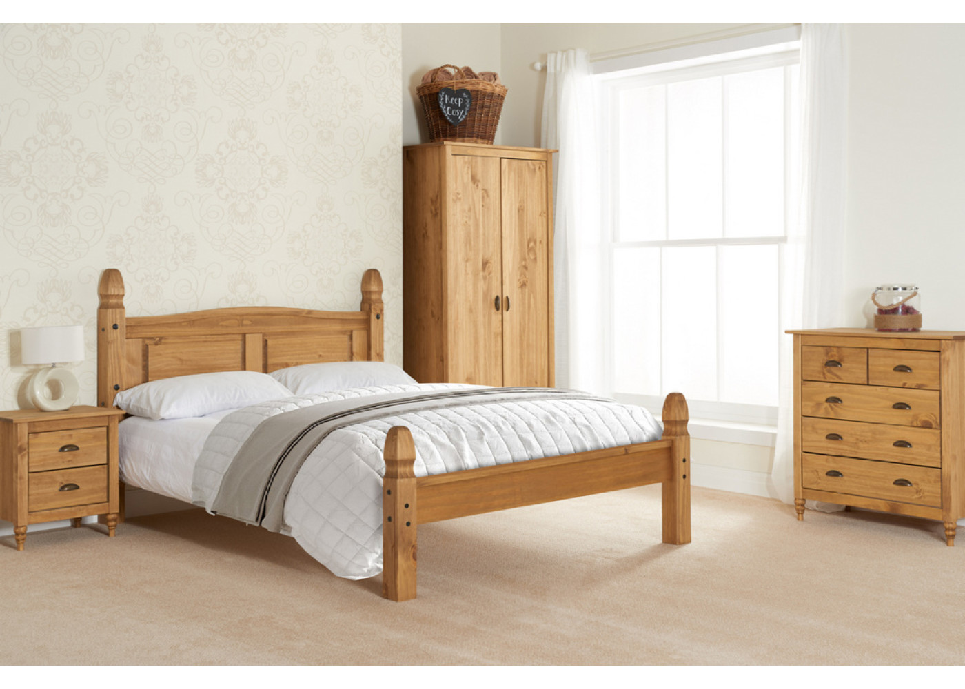 Corona Low End Bed Frame (Pine)