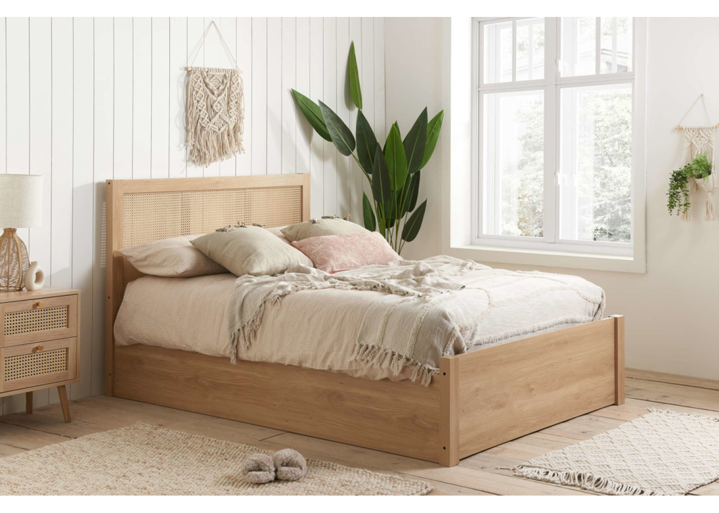 Croxley Rattan Ottoman Bed (Oak)