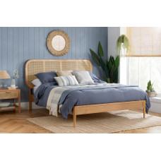 Elina Rattan Bed (Oak)