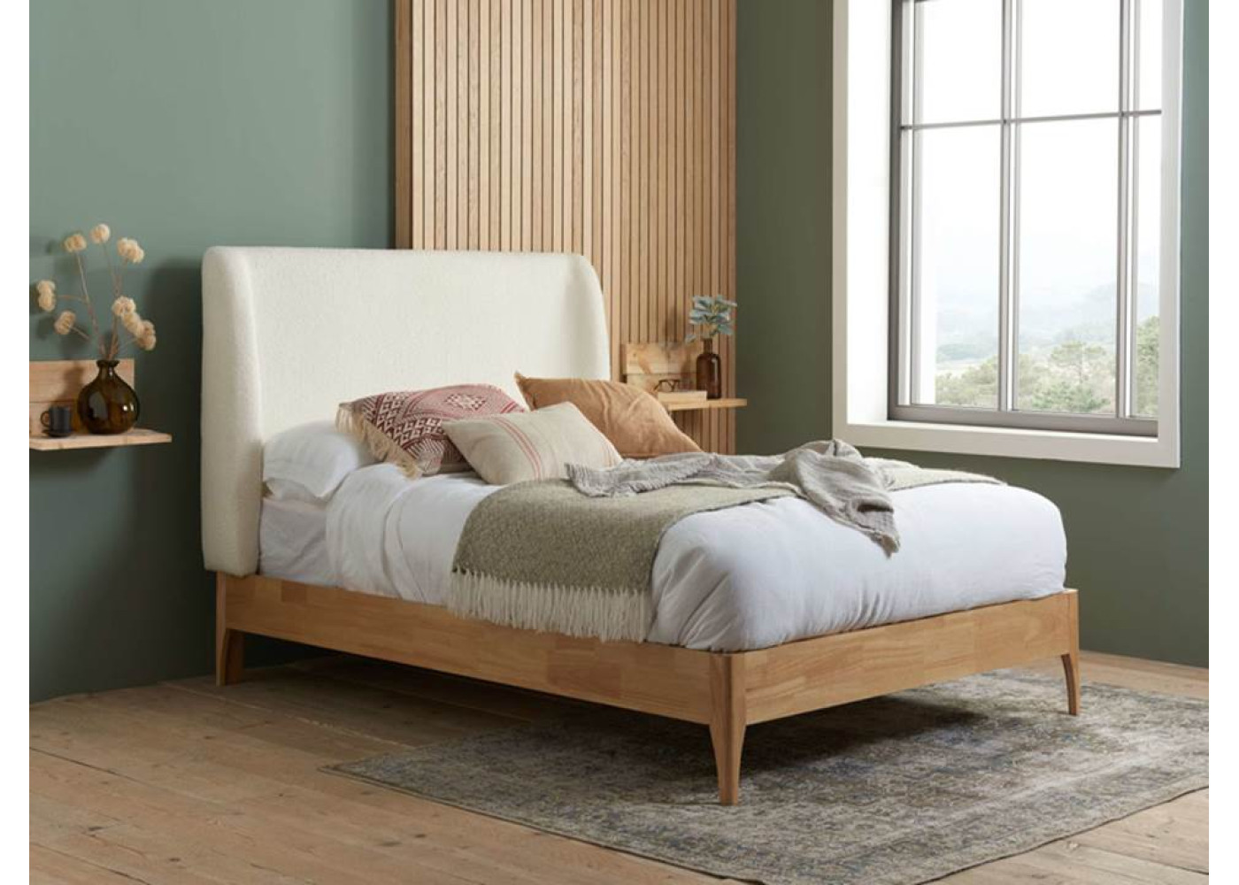 Halfden Bed (Light Wood & White)