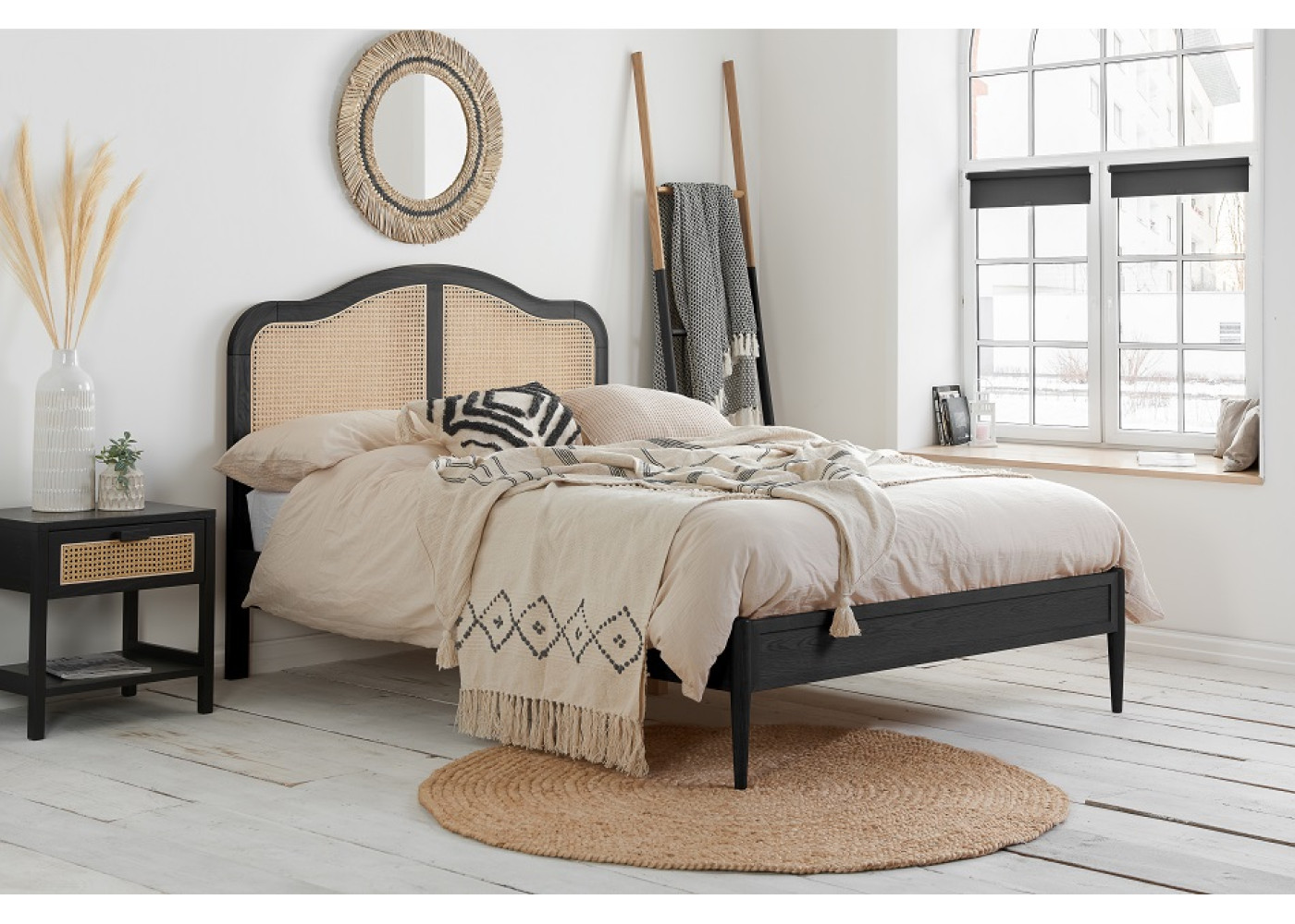 Leonie Rattan Bed (Black)