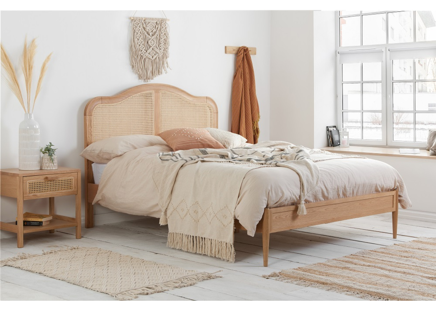 Leonie Rattan Bed (Oak)