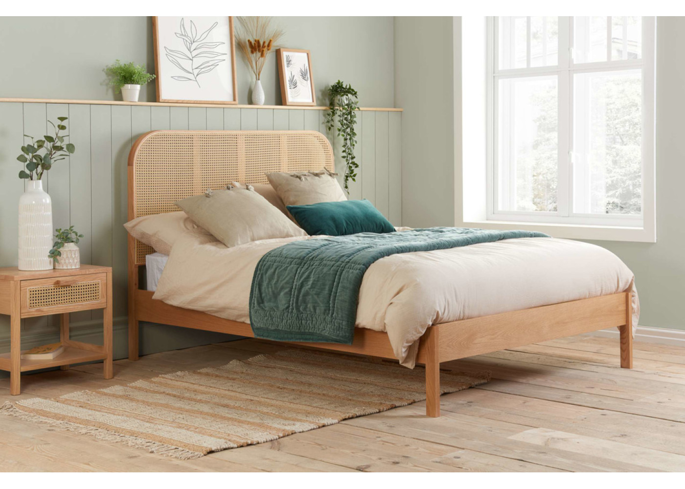 Margot Rattan Bed (Oak)