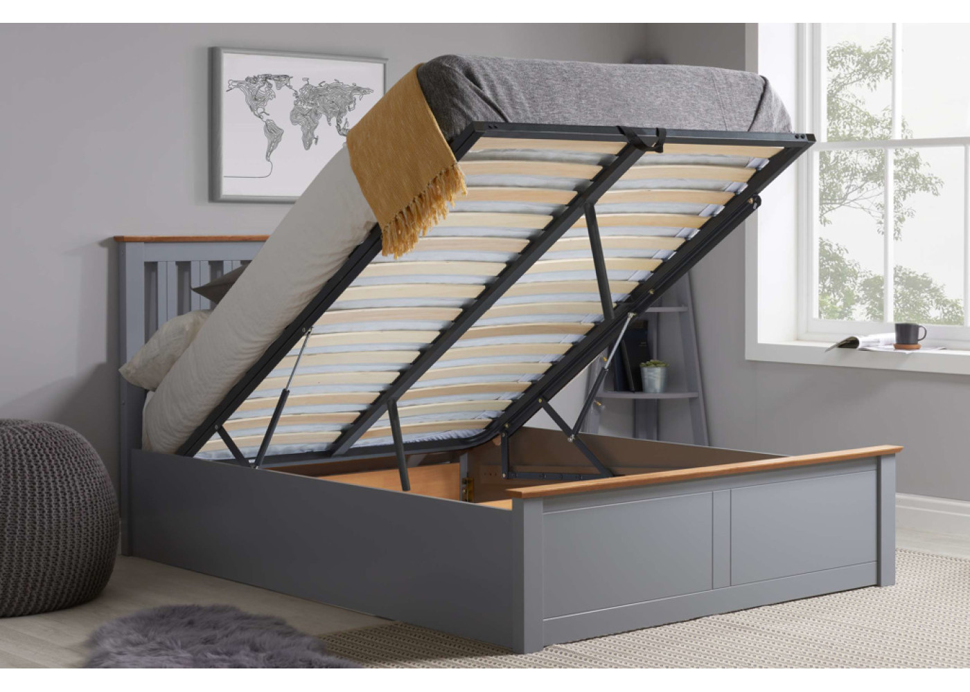 Phoenix Ottoman Bed (Stone Grey)