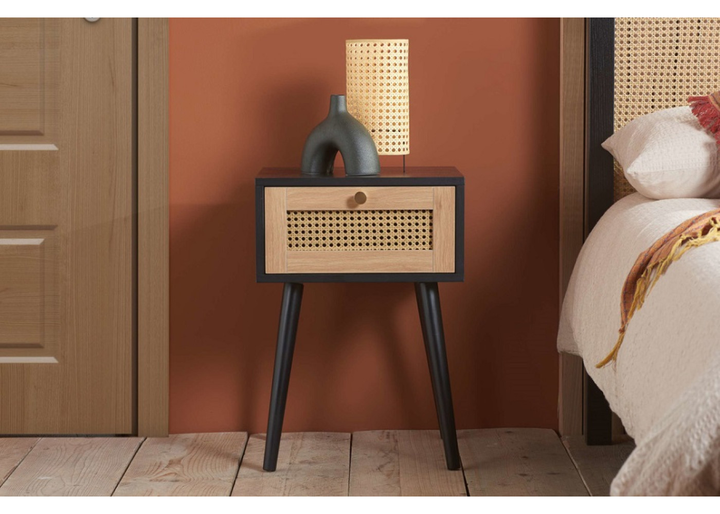 Croxley 1 Drawer Bedside (Black)