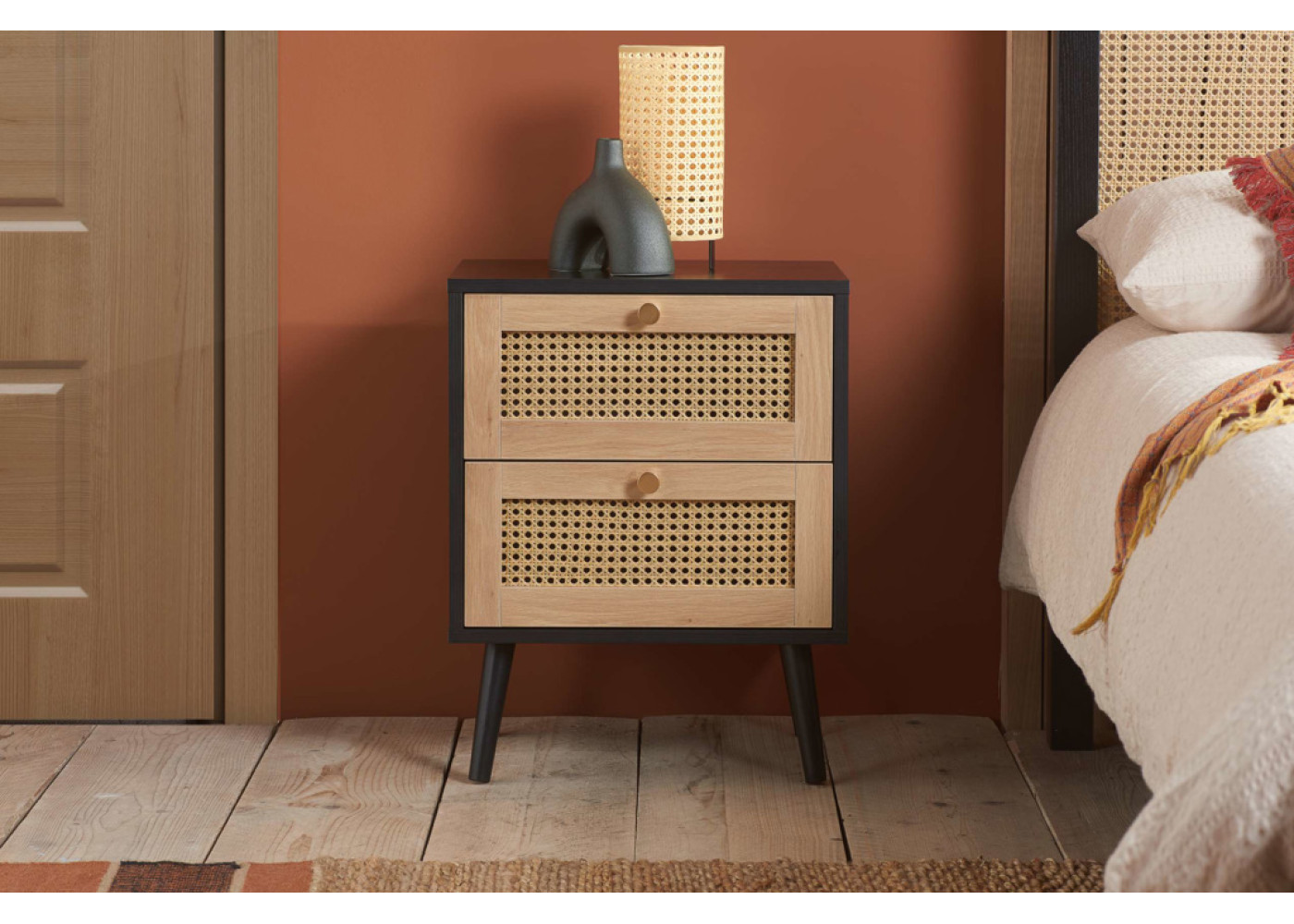 Croxley 2 Drawer Bedside (Black)