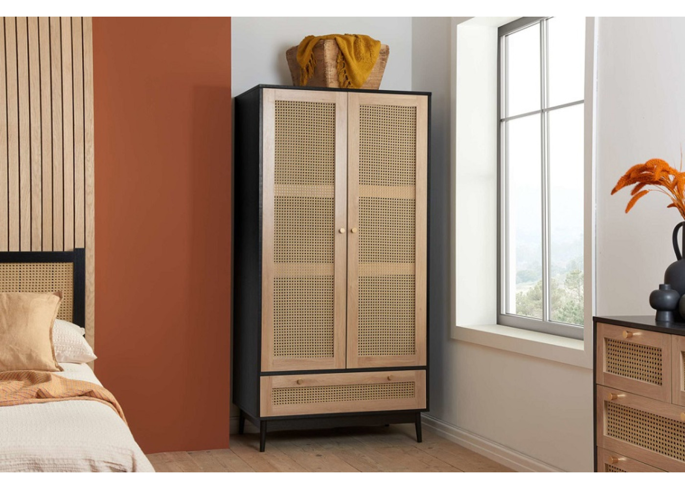 Croxley 2 Door + 1 Drawer Wardrobe (Black)