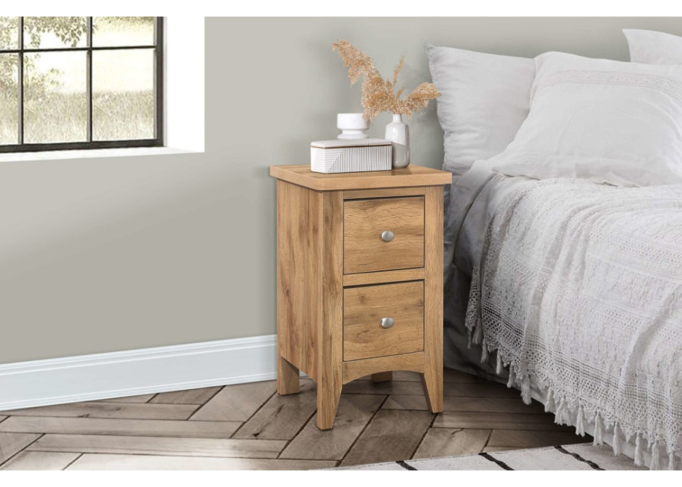 Hampstead 2 Drawer Bedside (Oak) 