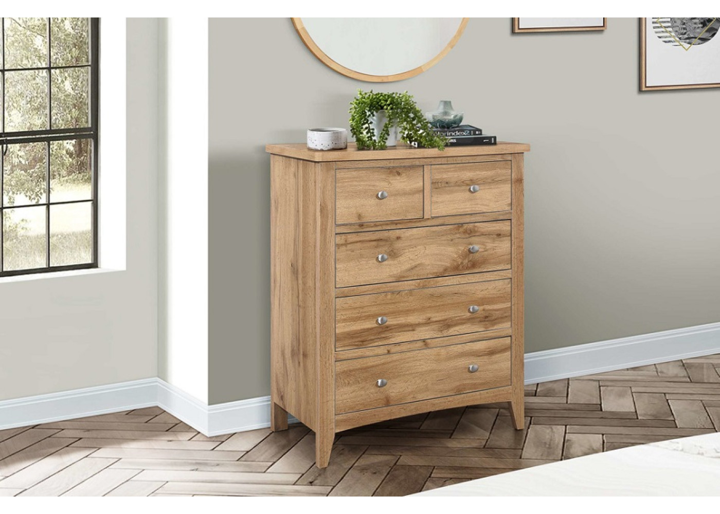 Hampstead 3+2 Drawer Chest (Oak)