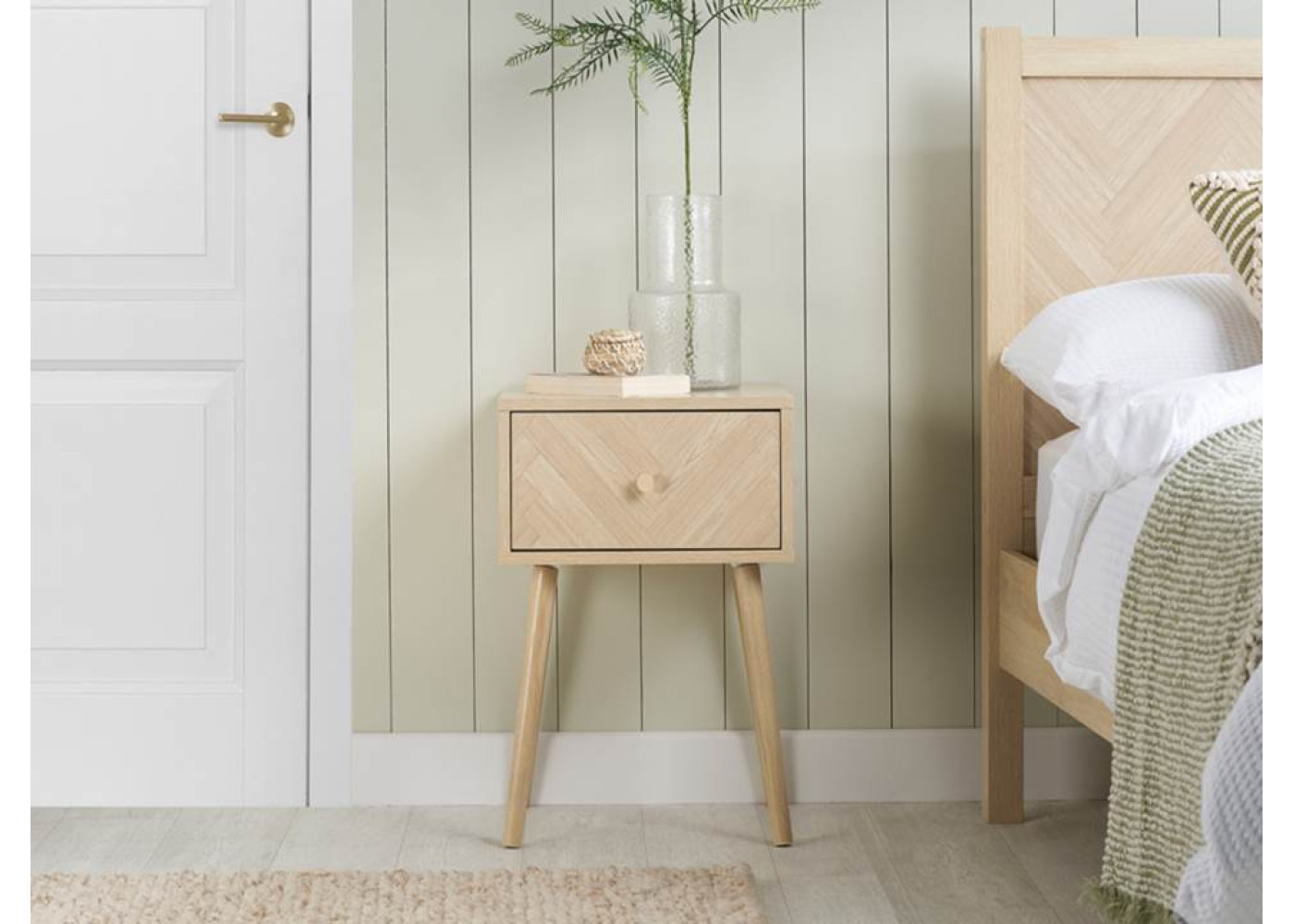 Herringford 1 Drawer Bedside (Oak)