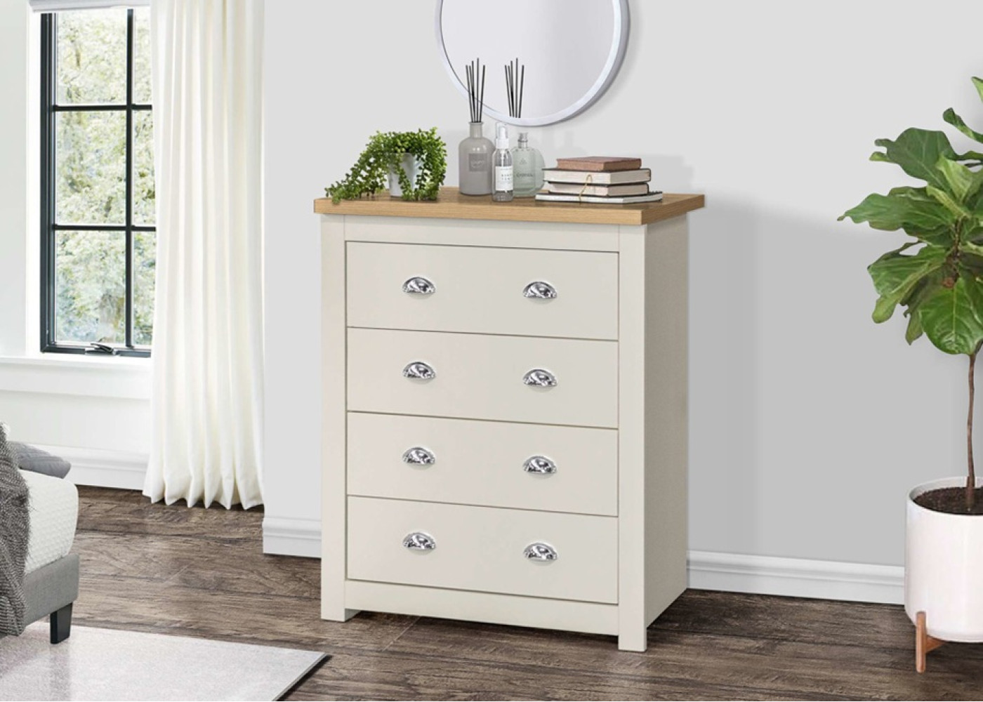 Highgate 4 Drawer Chest (Cream & Oak)