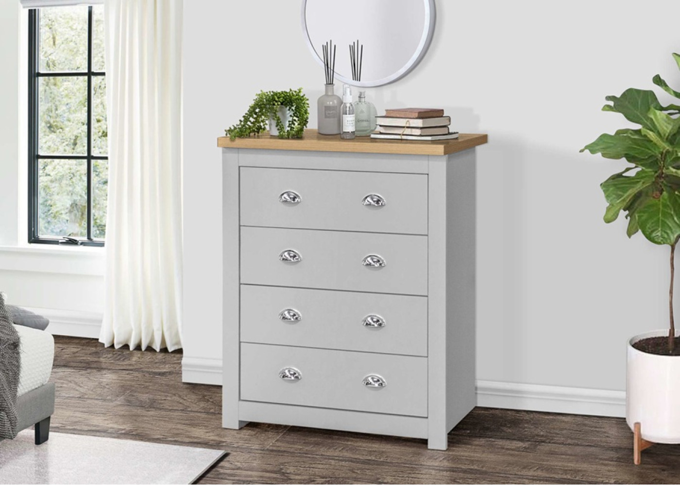 Highgate 4 Drawer Chest (Grey & Oak) *Low Stock*