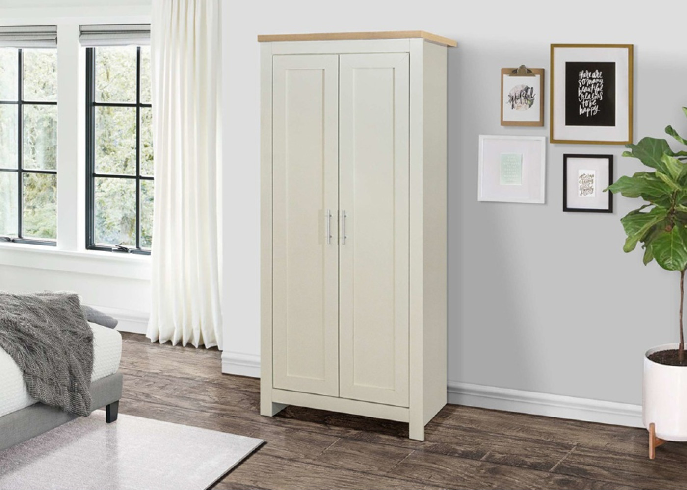 Highgate 2 Door Wardrobe (Cream & Oak)