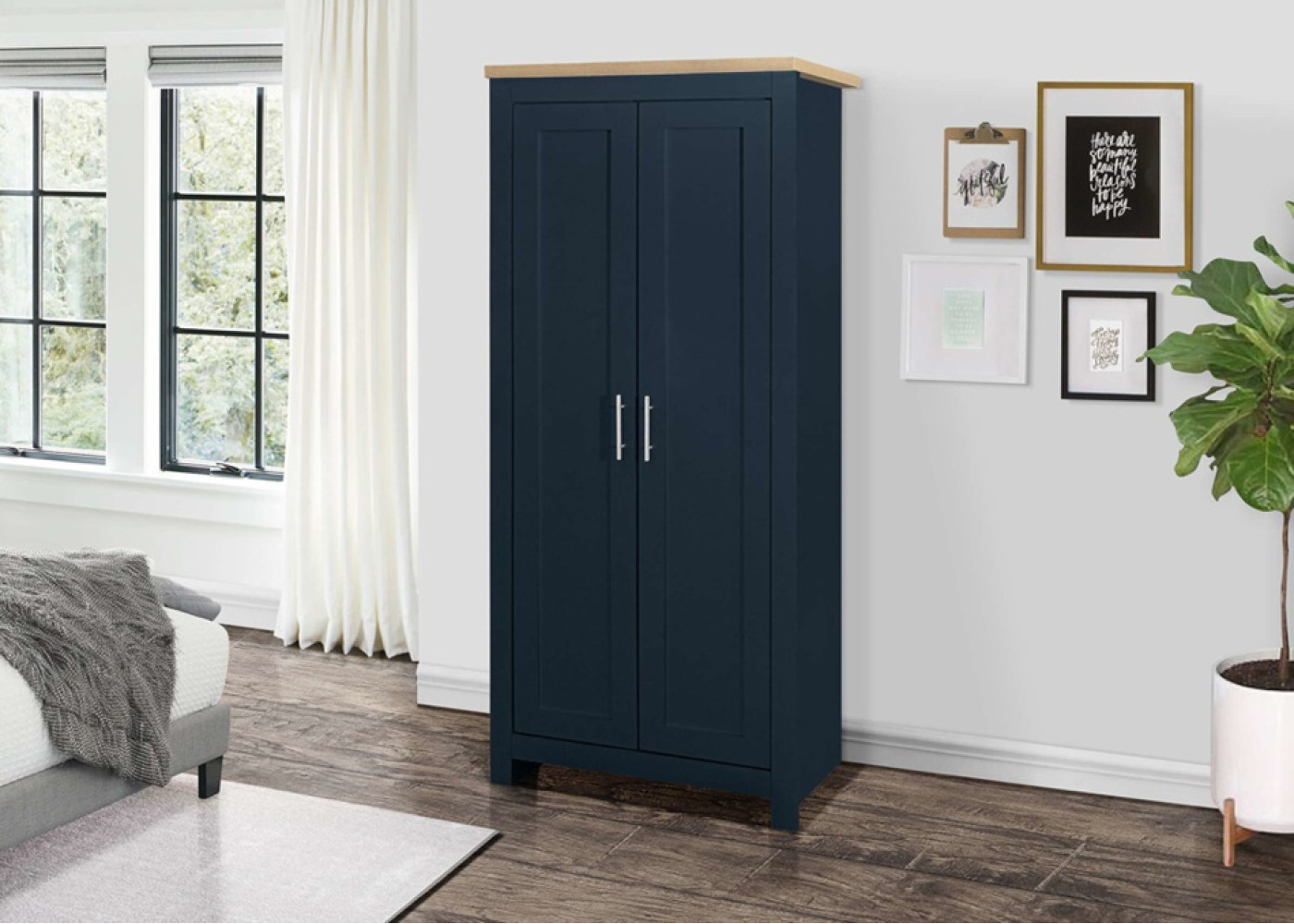 Highgate 2 Door Wardrobe (Navy & Oak) 