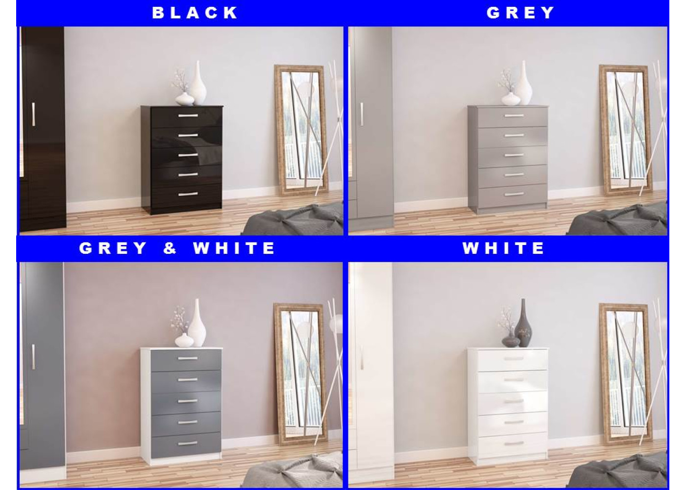 Lynx 5 Drawer Chest (4 Colours)