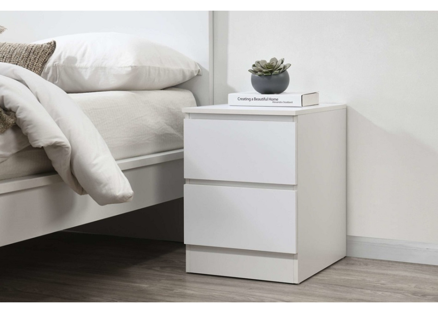 Oslo 2 Drawer Bedside (White)