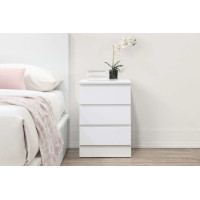 Oslo 3 Drawer Bedside (White) 