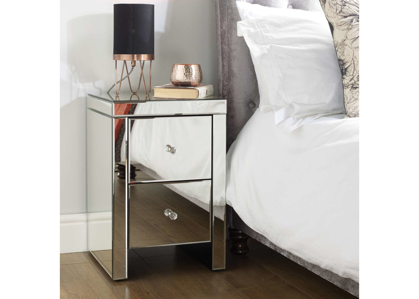 Seville 2 Drawer Bedside (Assembled)